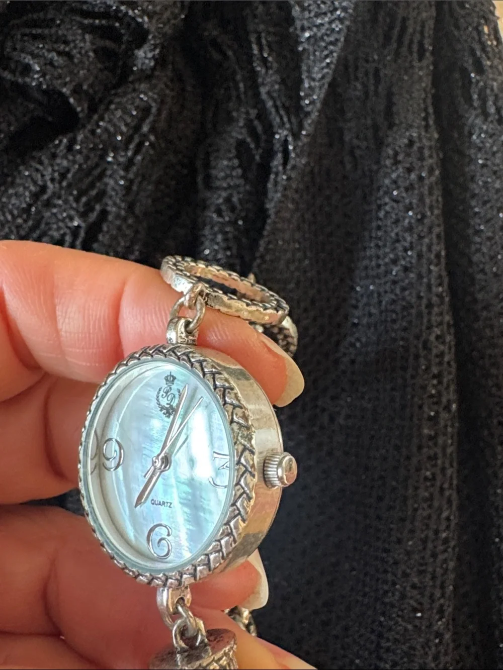 Premier Designs Silver-Tone Braided Chain Women's Watch with White Dial